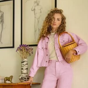 Boyish Harvey Cropped Jean Jacket in Lavender Hill NWT Medium